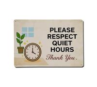 Plaque en métal « Please Respect Quiet Hours » | Décoration murale en métal pour café, club, jardin, 20,3 x 30,5 cm