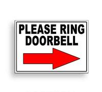 Plaque en métal « Please Ring Doorbell » en forme de flèche droite 30,5 x 20,3 cm