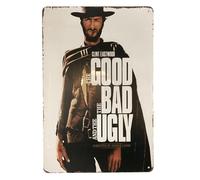 Plaque en métal | Poster mural en métal | Clint Eastwood The Good The Bad and The Ugly 20,3 x 30,5 cm | Décoration artistique pour entreprise, maison, bar, chambre, garage, grotte d'homme (1 pièce)