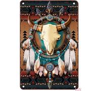 Plaque en métal pour garage, tribu amérindienne, autochtone, cadeau pour indiens d'Amérique, panneau en métal, panneau amusant, décoration murale pour chambre à coucher, bureau, 20,3 x 30,5 cm
