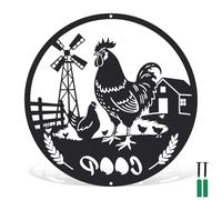 Plaque en métal pour poulailler de 30 cm de diamètre - Décoration vintage - Décoration murale rustique en fer pour cuisine, jardin ou abri de jardin - Avec matériel de montage (noir)