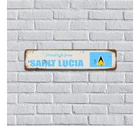 Plaque en métal « Proud to Be from Sainte-Lucie » - Cadeaux de drapeau d'État - Pour voyage, sport, garage - Décoration pour jardin, entrée, buanderie - Pour homme - 10,2 x 45,7 cm