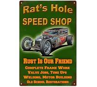 Plaque en métal Rat's Hole Speed Shop Hot Rod 30,5 x 20,3 cm