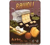Plaque en métal Ravioli Peperoni Arte De La Cucina - 20,3 x 30,5 cm - Décoration murale pour maison, cuisine, bar, pub