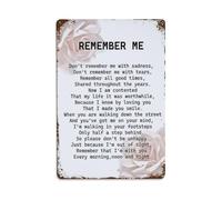 Plaque en métal « Remember Me » - Décoration murale vintage - 40,6 x 30,5 cm - Cave, garage, bar ou pub