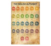 Plaque en métal représentant l'alphabet anglais - Affiche rétro de grammaire anglaise pour enfants - Guide d'étude pour la maternelle et la décoration murale - 20 x 30 cm