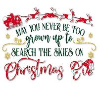 Plaque en métal rétro 14 x 20 cm avec inscription « May You Never Be Too Grown Up to Search The Skies On Christmas Eve » - Décoration murale en métal pour maison, salon, chambre à coucher, cuisine