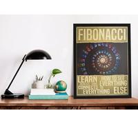 Plaque en métal rétro 20 x 30 cm (8 x 12 pouces) - Art de Fibonacci, Nombre d'or, Décoration pour salle de classe, professeur de mathématiques, Citations scientifiques de Fibonacci - Plaque en alumin