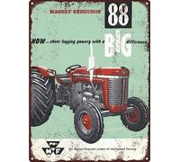 Plaque en métal rétro amusante en forme de tracteur de ferme Massey Ferguson 88 - Panneau de ferme pour maison, grotte, garage, bar - Décoration murale vintage - 20,3 x 30,5 cm