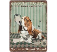 Plaque en métal rétro avec chien Basset Hound, doux comme un buggy, affiche de forme ronde, vintage, toilettes, grotte, bar, maison, salle de bain, décoration murale, plaque en métal, décoration mural