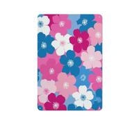 Plaque en métal rétro avec fleurs roses, blanches et bleues - Décoration murale pour bar, pub, club, café, chambre - Blanc - 30 x 20 cm