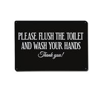 Plaque en métal rétro avec inscription « Please Flush The Toilet And Wash Your Hands Thank You » pour café, bar, pub, maison, salle de jeux, salle de sport, club - Décoration murale vintage - 20,3 x