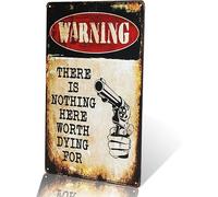 Plaque en métal rétro avec inscription « Warning There is Nothing Here » - Décoration murale pour bar, club de musique, salle de bain, 14 x 20 cm