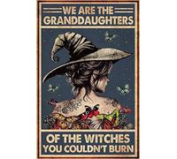 Plaque en métal rétro avec inscription « We're the Granddaughters of the Witches » - Décoration d'Halloween - Pour maison, cuisine, bar, café - 20,3 x 30,5 cm