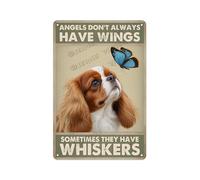 Plaque en métal rétro avec motif Cavalier King Charles Spaniel avec ange et épagneul Cavalier King Charles 20,3 x 30,5 cm