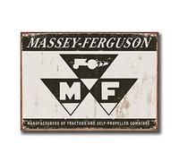 Plaque en métal rétro avec tracteurs Massey Ferguson - 20 x 30 cm