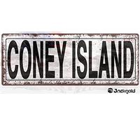 Plaque en métal rétro Coney Island - Look rétro - Pour famille, club, bar, garage, ferme, supermarché, centre commercial, forêt, jardin, porte, décoration murale - 15,2 x 40,6 cm