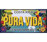 Plaque en métal rétro Costa Rica Pura Vida pour voiture - Décoration murale vintage - 15,2 x 30,5 cm