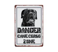 Plaque en métal rétro « Danger Cane Corso Zone », avertissement de race de chien, décoration murale vintage pour maison, bar, café, affiche en métal 20,3 x 30,5 cm