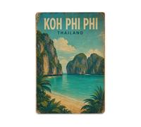 Plaque en métal rétro de voyage en Thaïlande Koh Phi Phi