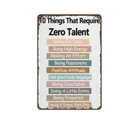 Plaque en métal rétro en aluminium avec inscription « 10 Things That Require Zero Talent » - Décoration murale amusante - Cadeau de cour - 20,3 x 30,5 cm