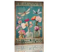 Plaque en métal rétro en aluminium avec inscription « I Think To Myself What A Wonderful World » - Décoration murale pour cuisine, bureau, maison, bar, café - 20,3 x 30,5 cm