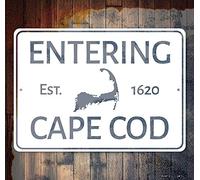 Plaque en métal rétro : Entering Cape Cod, Island Gift, Vineyard Decor, Massachusetts 20,3 x 30,5 cm