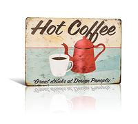 不适用 Plaque en métal rétro « Fresh & Hot Coffee Served Here »