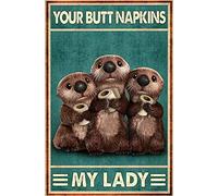 Plaque en métal rétro humoristique en forme de loutre avec inscription « My Lady » - Décoration murale amusante pour salle de bain, toilettes, restauration, salle de bain