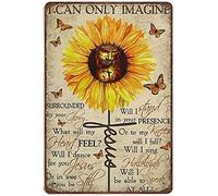 Plaque en métal rétro « Je ne peux qu'imaginer Jésus » - Tournesol - Cadeau pour chrétien - Décoration murale vintage - 20 x 30 cm