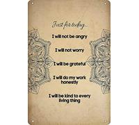 Plaque en métal rétro « Just for Today I Will Not Be Angry Life Principles Reiki Chakra Healing Yoga Zen Meditation » - Décoration murale rétro vintage à suspendre pour restaurant, café, maison - 30,5