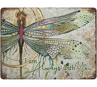 Plaque en métal rétro libellule I Am Always with You - Décoration murale vintage - Cadeau pour garage, salle de bain, salon, bar - 20,3 x 30,5 cm