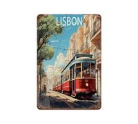 Plaque en métal rétro，Lisbonne City Portugal，pour décoration de maison, cuisine, bar, café, club, cave - Décoration murale vintage(15x30cm）6x12 inch-Q52