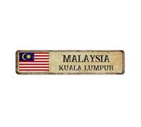 Plaque en métal rétro Malaysia Kuala Lumpur Country - Pubs Club - Souvenir de pays national - Décoration murale pour garage, clôture, salle à manger, entrée - 10,2 x 45,7 cm