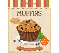 Plaque en métal rétro Muffins - Fast Food Diner Art - Plaque en métal vintage - 30,5 x 40,6 cm