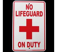 Plaque en métal rétro « No Lifeguard On Duty » - 20,3 x 30,5 cm