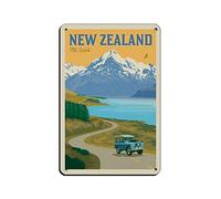 Plaque en métal rétro Nouvelle-Zélande Mount Cook Travel - Décoration murale d'intérieur et d'extérieur - 30 x 20 cm