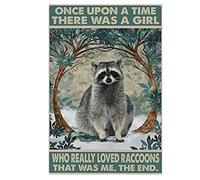 Plaque en métal rétro « Once Upon A Time Racoon » - Décoration murale en métal pour maison, bar, café, garage, salle de bain - 30 x 43 cm