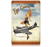 Plaque en métal rétro P-47 Thunderbolt Pinup Girl Eye Candy - Plaque en métal vintage pour bar, club de musique, décoration murale - 20,3 x 30,5 cm