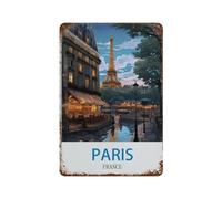 Plaque en métal rétro,Poster de voyage vintage Paris France,pour décoration de maison, cuisine, bar, café, club, cave - Décoration murale vintage(20x30cm)8x12 inch-G12