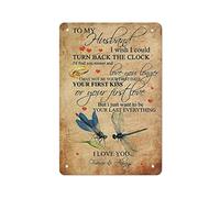 Plaque en métal rétro pour mon mari premier baiser premier amour libellule en fer peinture cuisine salle de bain garage bar café homme des cavernes mur décor à la maison affiche en étain intérieur ext