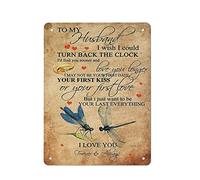 Plaque en métal rétro pour mon mari premier baiser premier amour libellule en fer peinture cuisine salle de bain garage bar café homme des cavernes mur décor à la maison affiche en étain intérieur ext