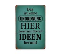 Plaque en métal rétro « This Is Not A Mess Here Ideas Are Just Lying Around Everywhere » - Décoration murale vintage pour café, bar, pub, maison, salle de jeux, salle de sport, club - 20,3 x 30,5 cm