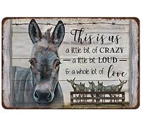 Plaque en métal rétro « This Is Us Donkey » - Décoration murale pour maison, cuisine, bar, ferme, ranch, café, club, grotte - 20,3 x 30,5 cm