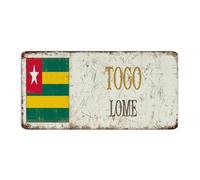 Plaque en métal rétro Togo-Lome - Décoration murale pour terrasse, magasin, maison, pays national, souvenir de route, poster d'art de route, cadeau pour intérieur - 15,2 x 30,5 cm