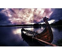 Plaque en métal rétro Viking War Raid Bateau amarré Puzzles pour adultes 20,3 x 30,5 cm