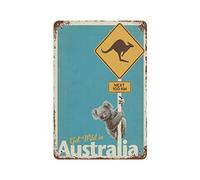 Plaque en métal rétro vintage avec indication géographique, voyage dans le monde, Australie et Océanie, décoration murale pour bar, club, café, maison, kangourou, affiche koala, peinture sur fer, cad