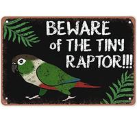 Plaque en métal rétro vintage « Beware of the Tiny Raptor » - Décoration murale - 20,3 x 30,5 cm
