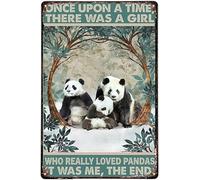 Plaque en métal rétro vintage Il était une fois une fille qui était vraiment pandas Cuisine Jardin Maison Horticulture Bar Pub Intérieur Extérieur Décoration murale 8x12 pouces