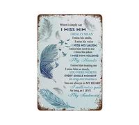 Plaque en métal rétro vintage « Quand je dis simplement qu'il me manque », art mural « Mari au paradis », cadeau souvenir, décoration murale vintage pour la maison, le bureau, la ferme, le club, 20,3